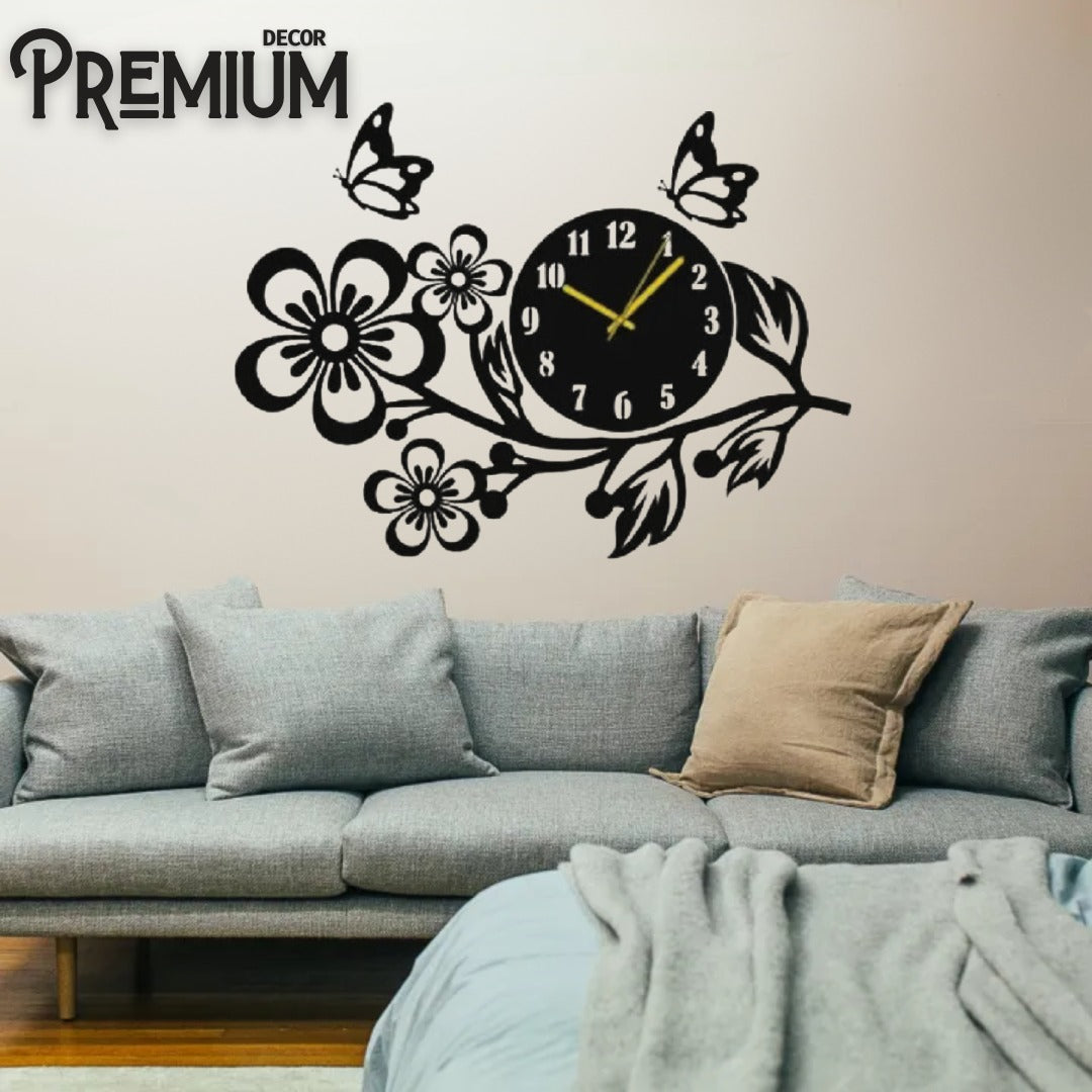 3d wooden Flower wall clock Wall decor for home Wall Decoration attractive Wooden Wall Art - With Light